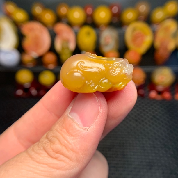 战国红貔貅吊坠高玉化精工雕刻28.5×17mm尺寸