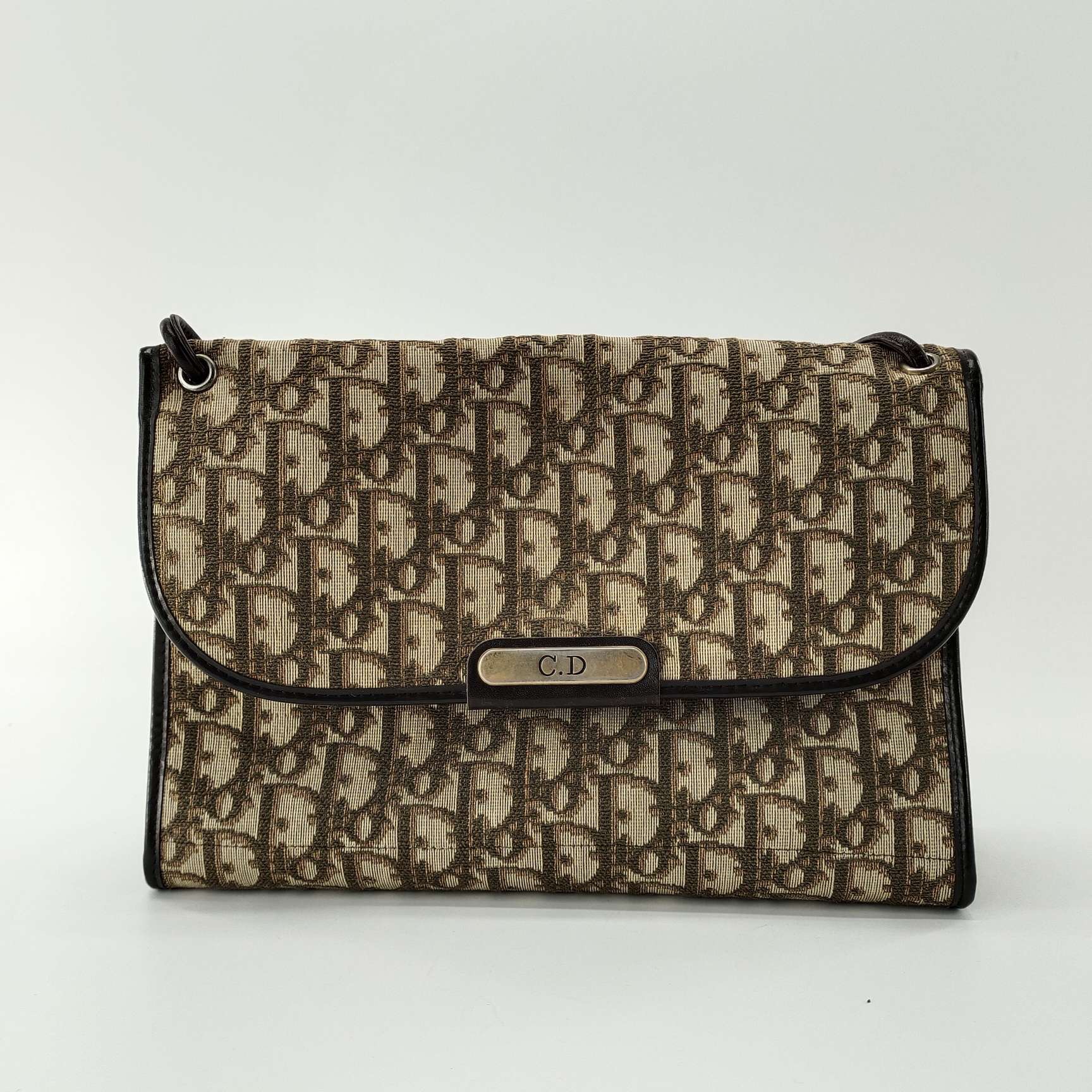 95新 DIOR/迪奥 老花 中古邮差包 中号 单肩斜挎包 1            