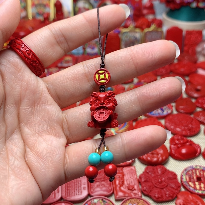 天然辰砂工艺品朱砂手机坠