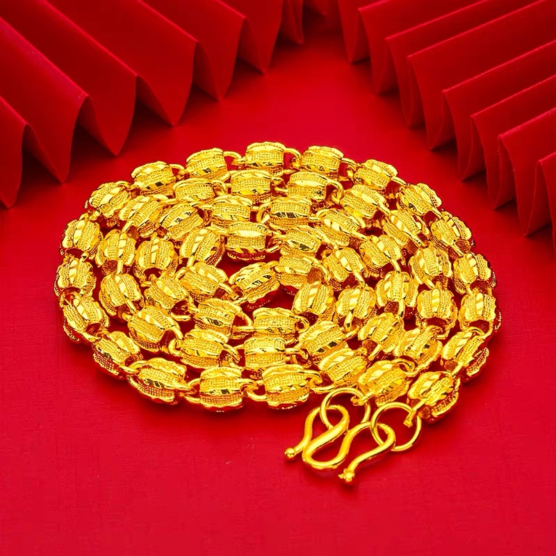 合金项链 合金材质【核桃项链】时尚百搭金色霸气气质经典素款