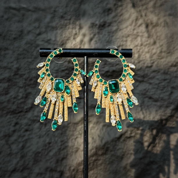 铜合金琉璃耳饰 8195复古绿耳钉耳饰