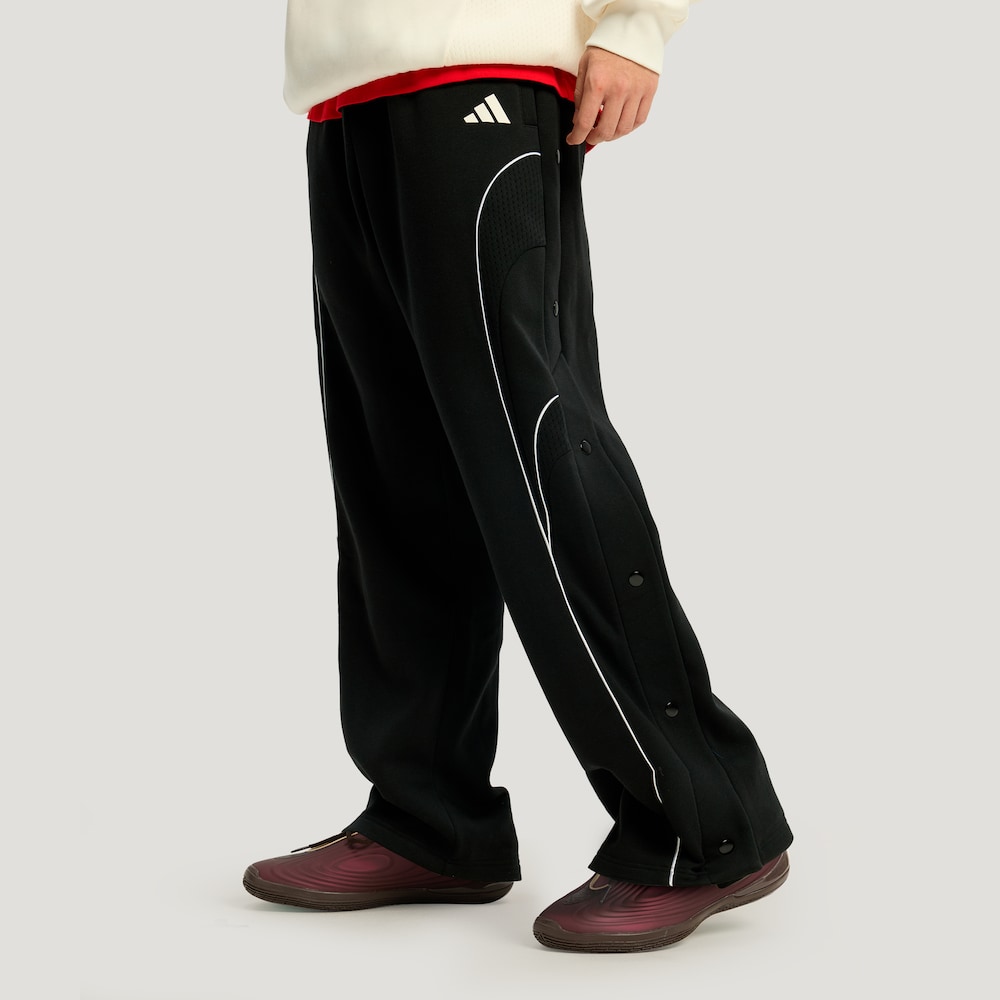 【滔搏联动】adidas/阿迪达斯篮球拼接侧开排扣宽松运动裤KT0637