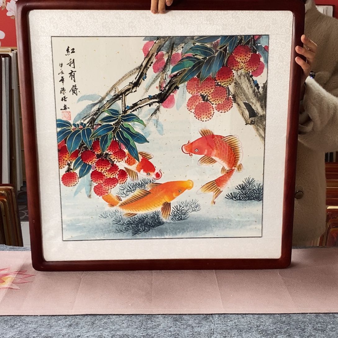 国画手写手绘国画作品带框