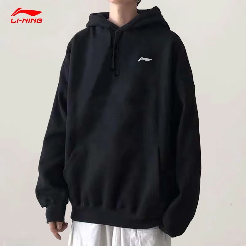 李宁连帽卫衣男2025春秋季新款套头美式上衣休闲百搭潮流外套女