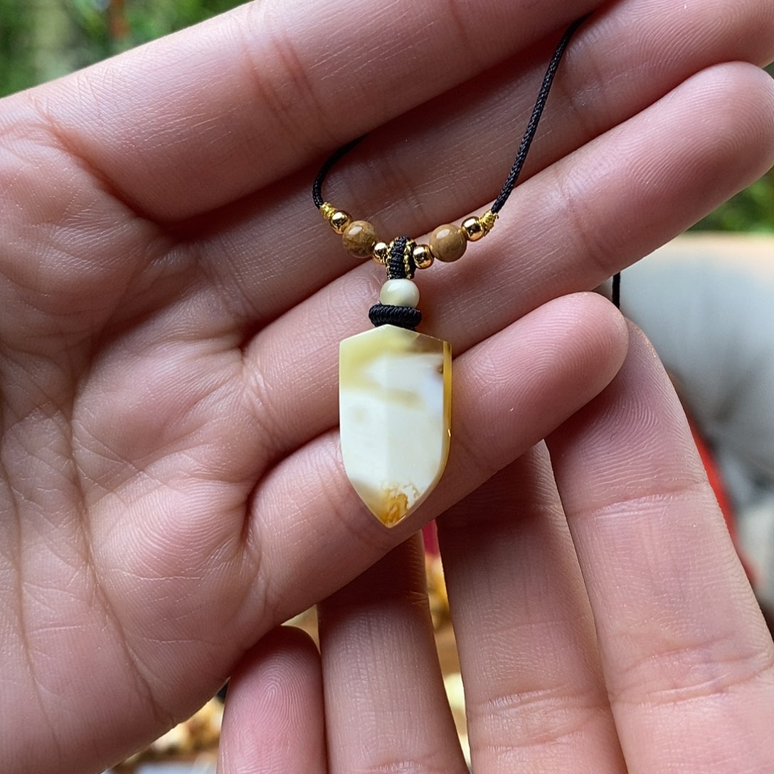 琥珀裸石银S925镶嵌蜜蜡吊坠