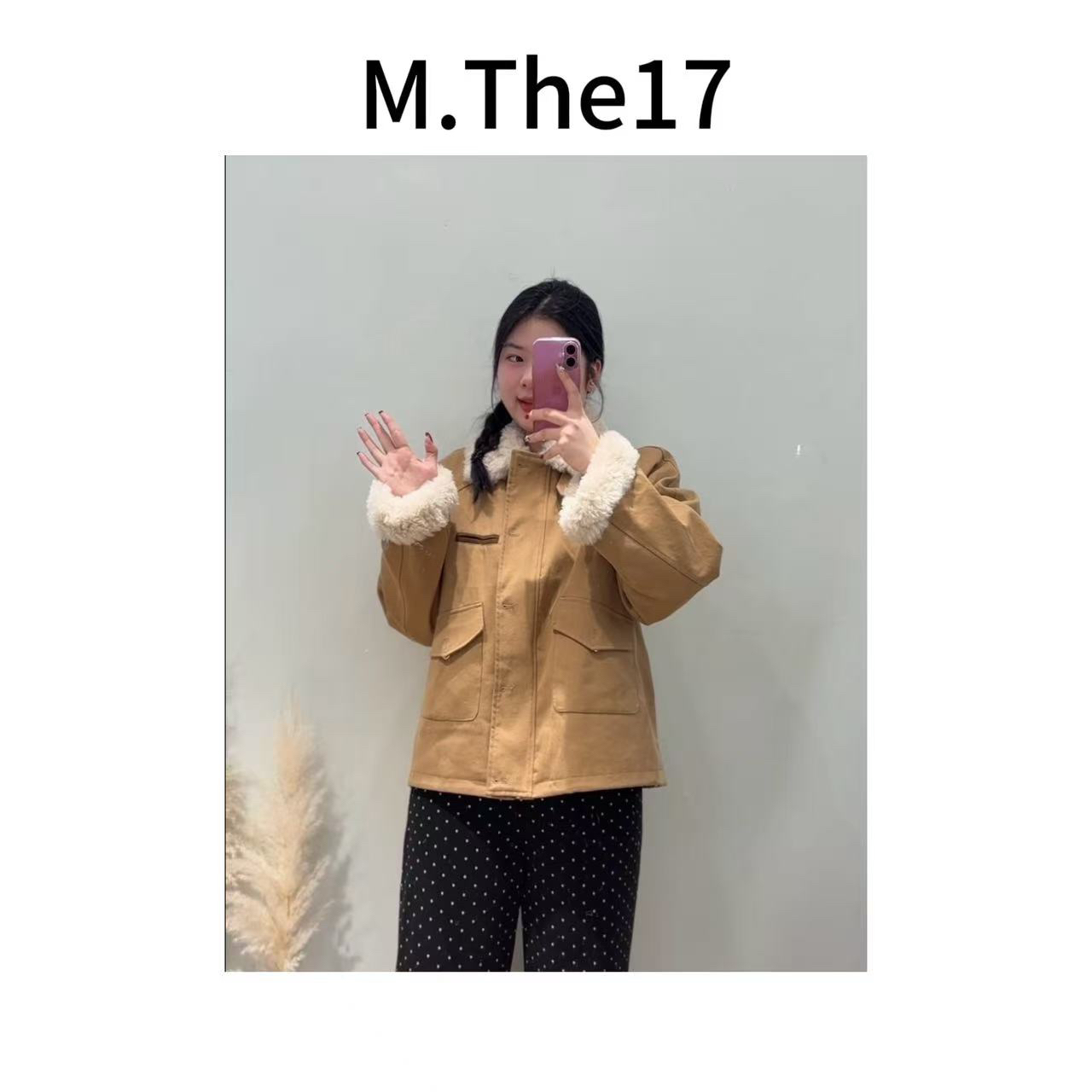 M·The17 2025冬季新款宽松羽绒派克服拼羊羔毛羽绒服