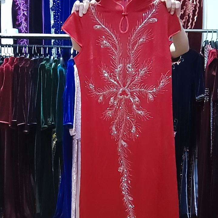 快***妈2XL4XL旗袍连衣裙重工