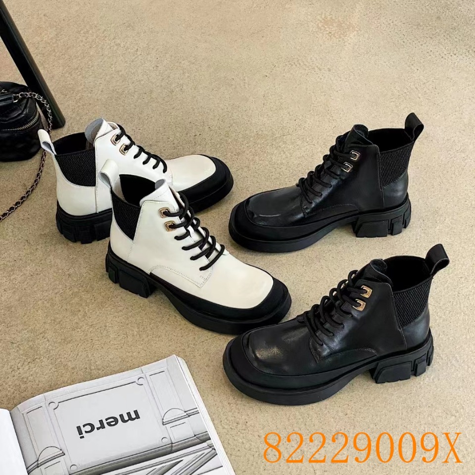 TALIA/特丽雅时尚休闲百搭厚底秋冬英伦风系带马丁靴82229009X