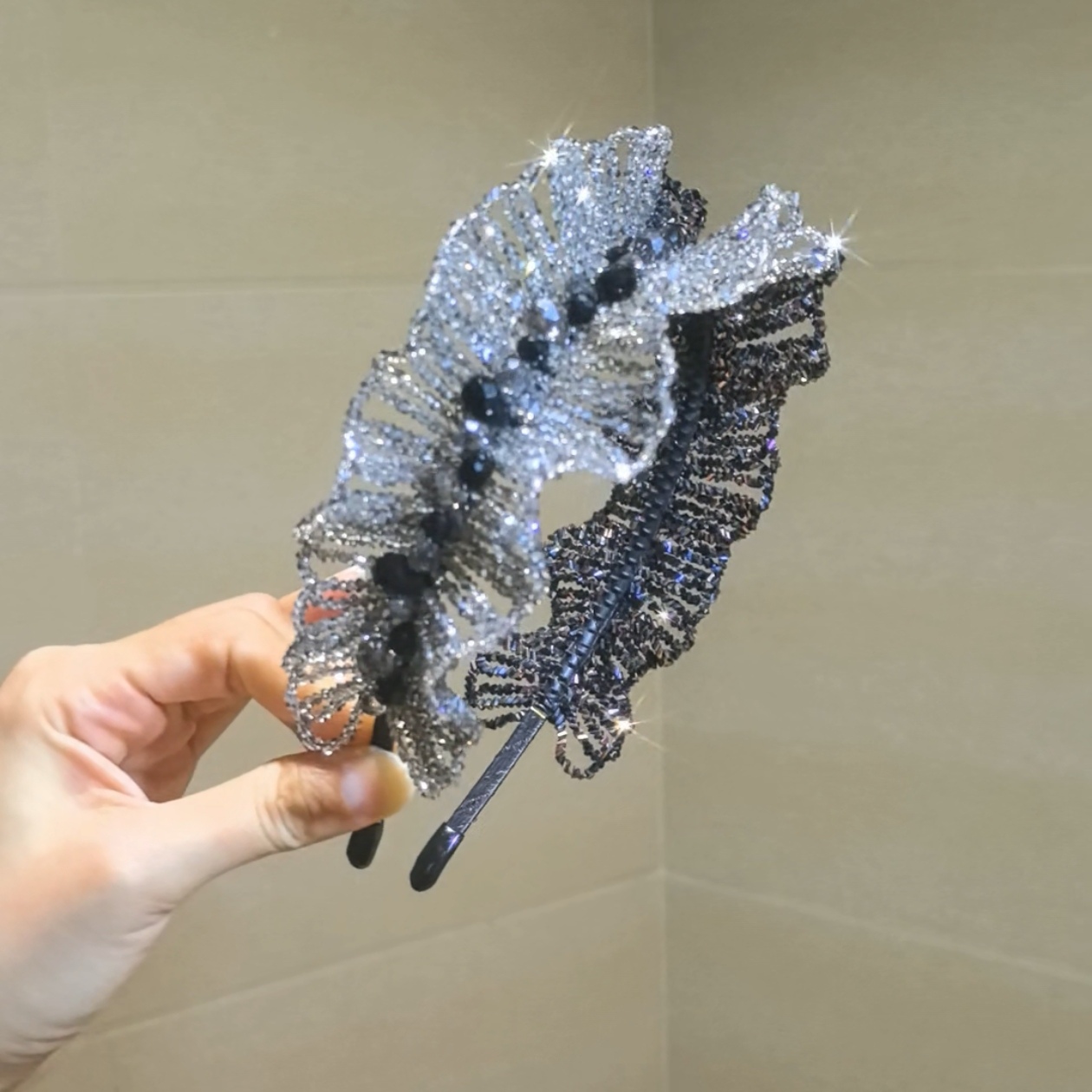 西子家莫奈灰黑波浪发箍高定原创