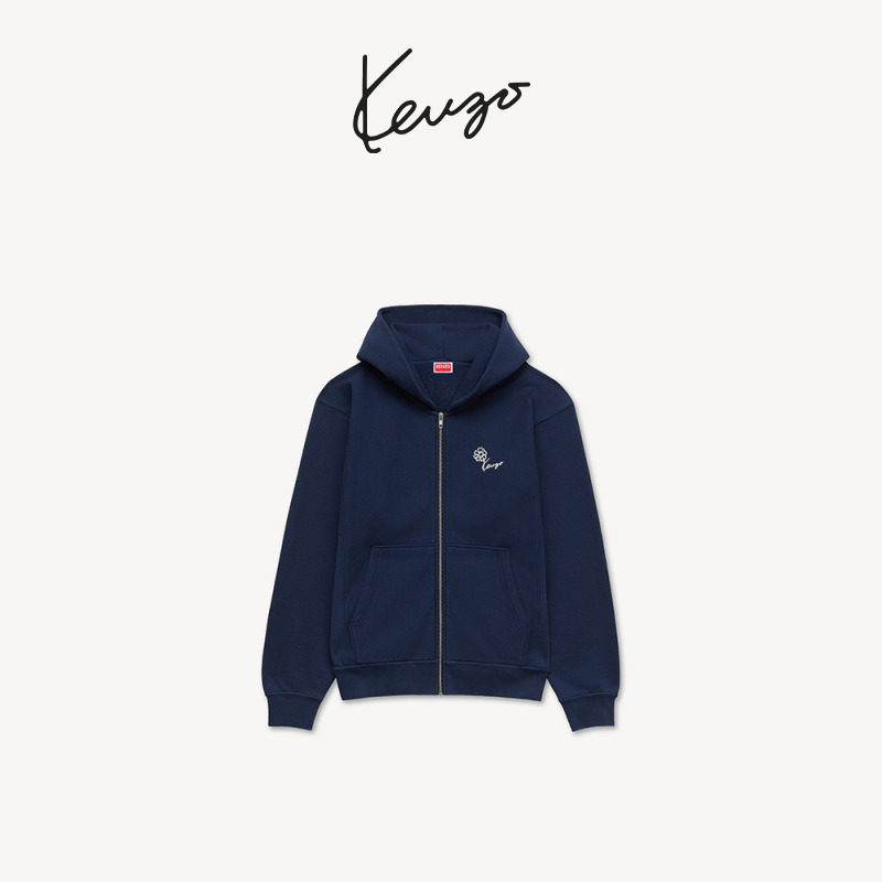 KENZO 男女同款郁金香图案拉链连帽卫衣外套商品图