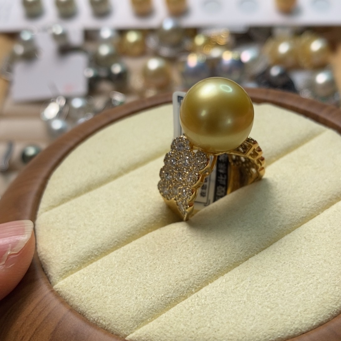 海水珍珠戒圈银S925镶嵌