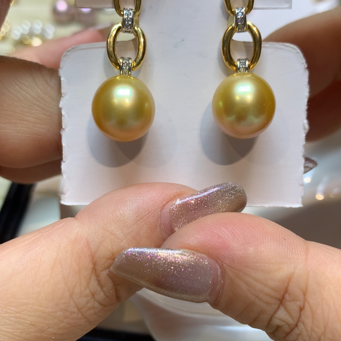 银S925镶嵌海水珍珠耳饰