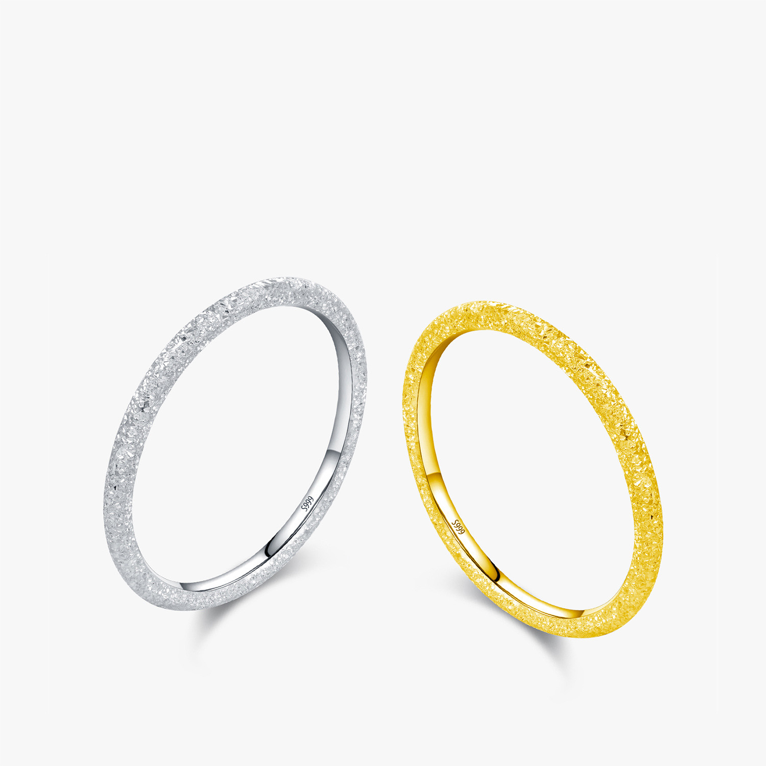 足银戒指足银戒指钉砂波光粼粼叠戴指环女素圈磨砂气质女生