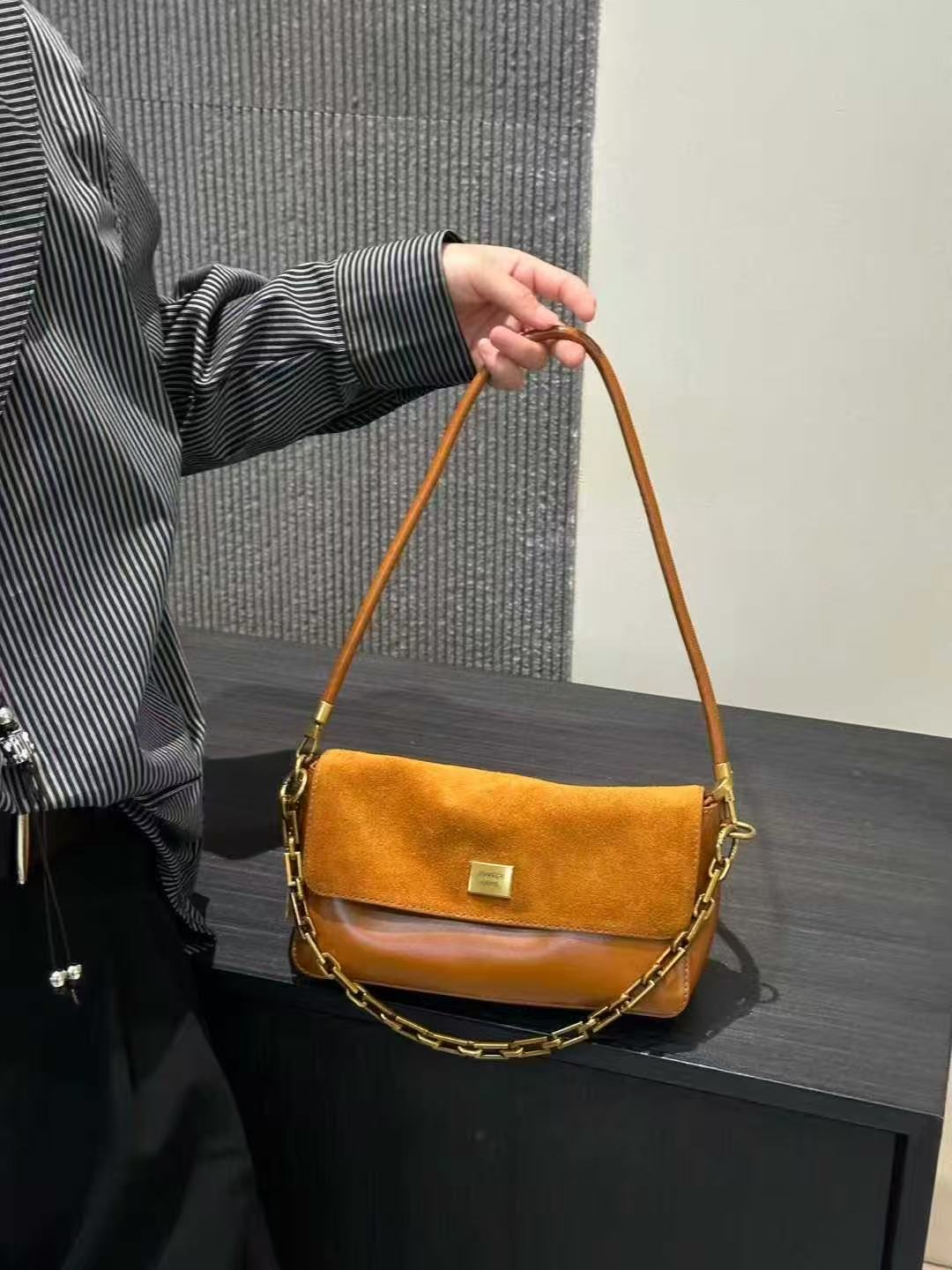 【暖秋半糖 腋下包】复古磨砂牛皮单肩包手提时尚百搭斜挎包