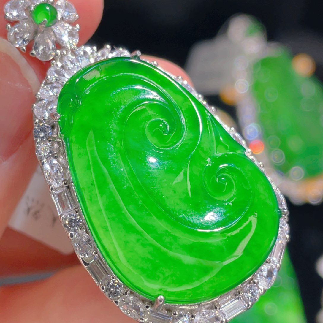 翡翠吊坠(不含链)银S925镶嵌