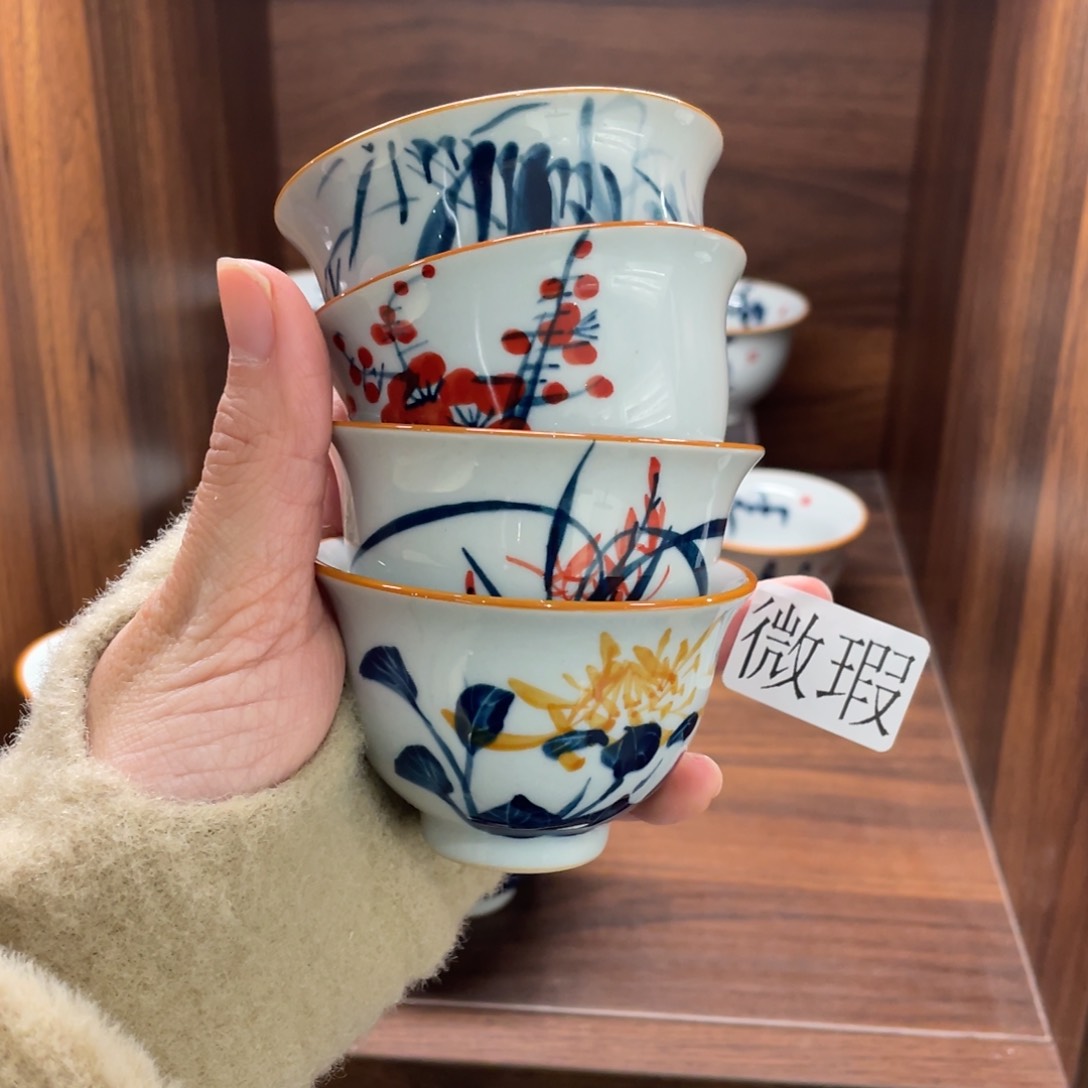 微瑕釉下彩纯手绘