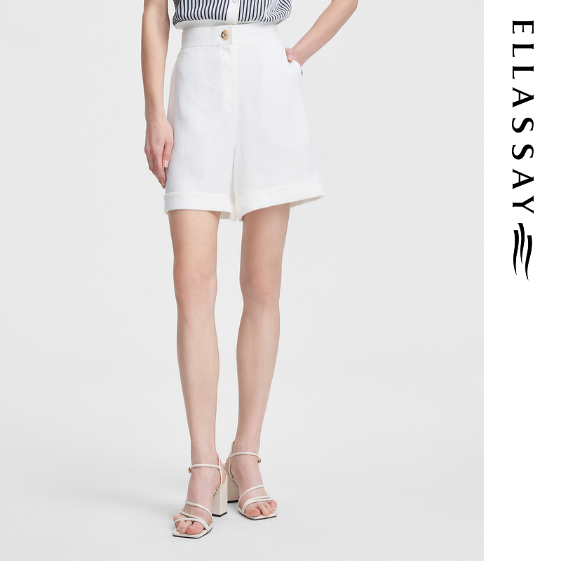 ELLASSAY歌力思夏季新款醋酸透气阔腿休闲裤女EWW352K02600