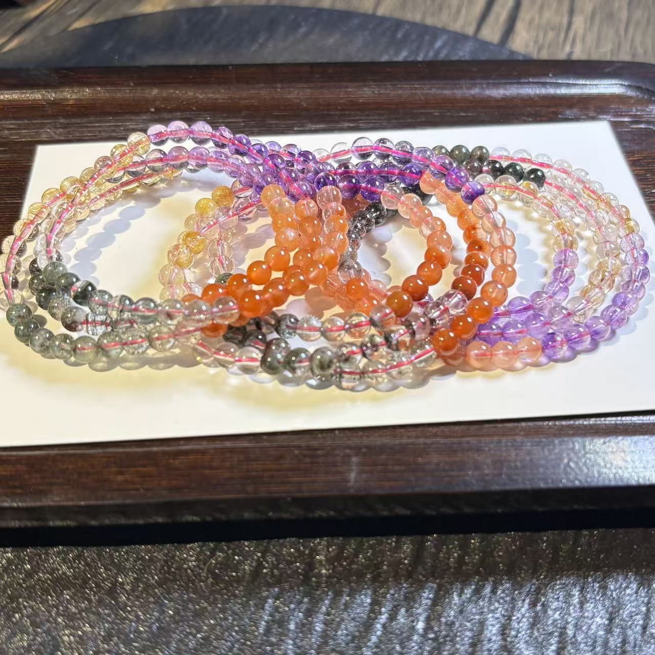 【书记甄选】天然水晶多宝三圈手链 多样性发一件 约5mm BB238