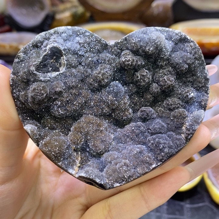 未镶嵌珠宝半成品水晶黑软啵啵爱心