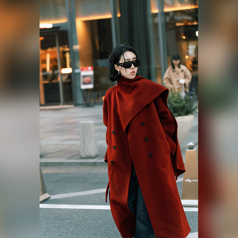 清清-十三粥 国色芳华 绵羊毛兔毛毛呢外套加厚保暖宽松遮肉外套