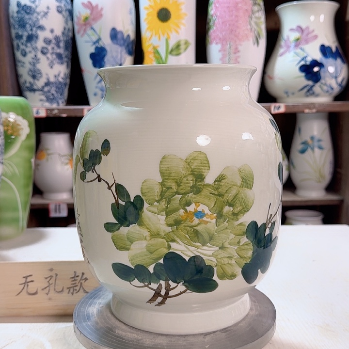 陶冬瓜高27绿绿牡丹陶瓷