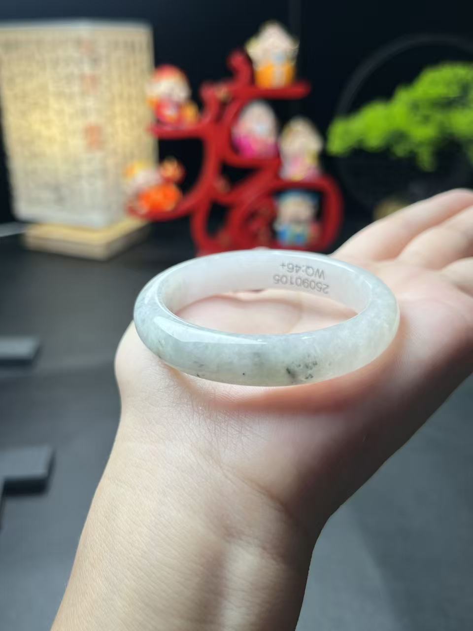 天然.保真.老坑种46+圈-天然缅甸A货翡翠.-乌鸡童镯-25090105