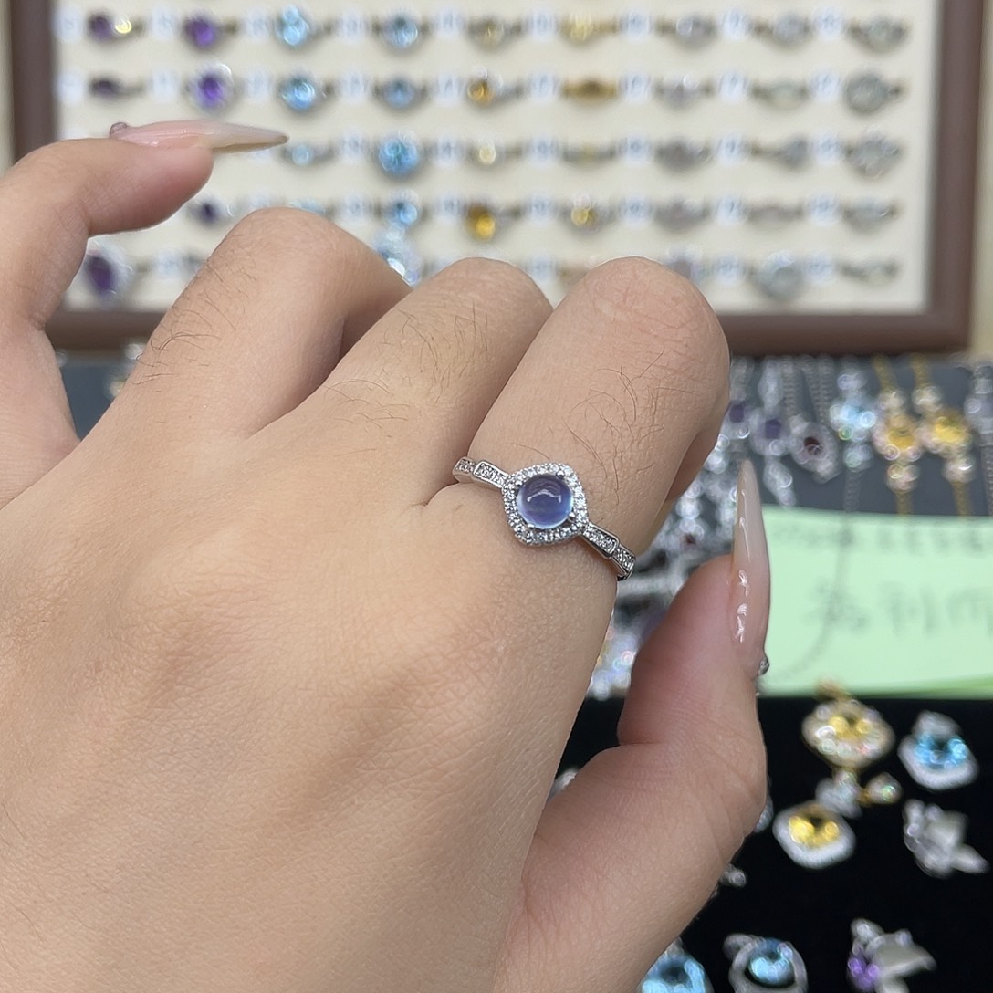 D***e海蓝宝石银S925镶嵌戒圈