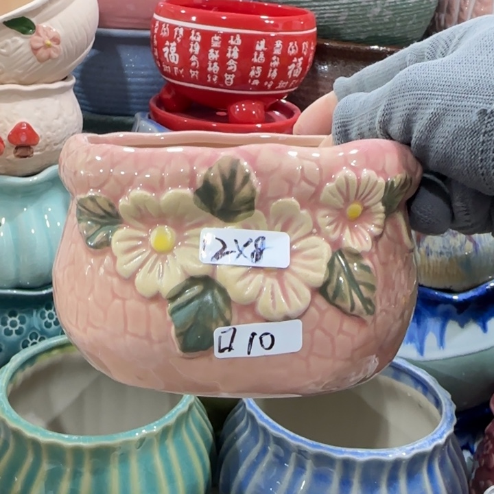 凑9块包邮，有孔，陶瓷花盆