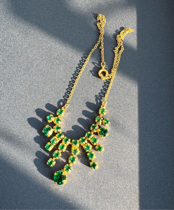 铁合金项链 vintage中古莱茵石项链满钻精美超闪时尚气质百搭