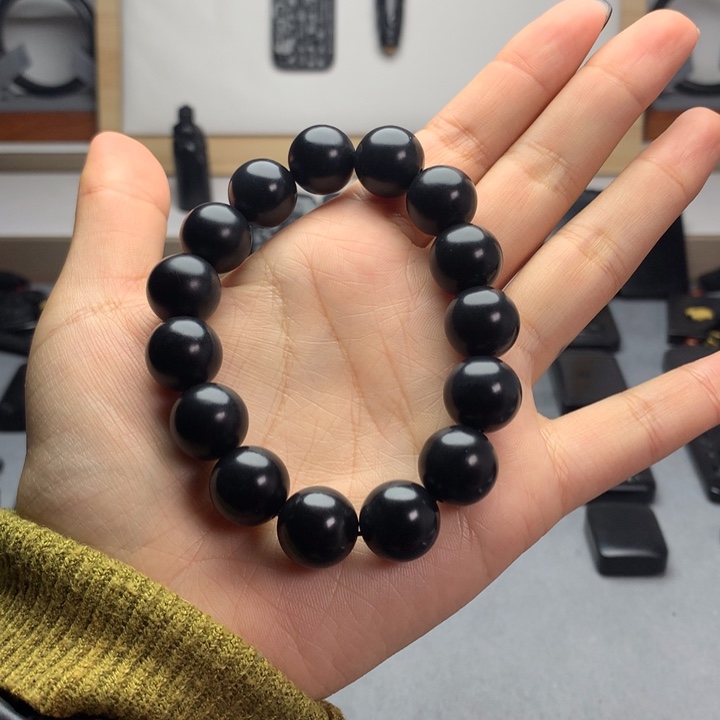 和田玉（墨玉）未镶嵌手串特价14mm