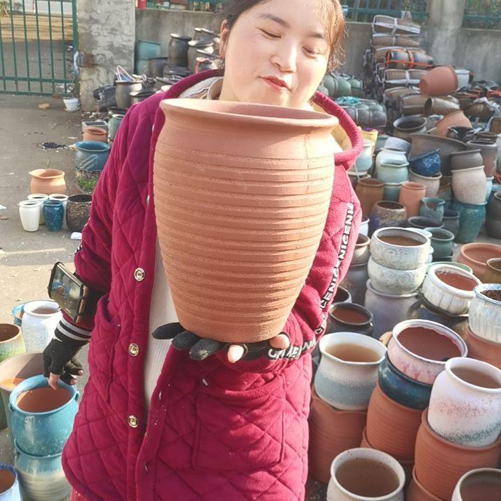 红陶口20高27瑕疵底裂