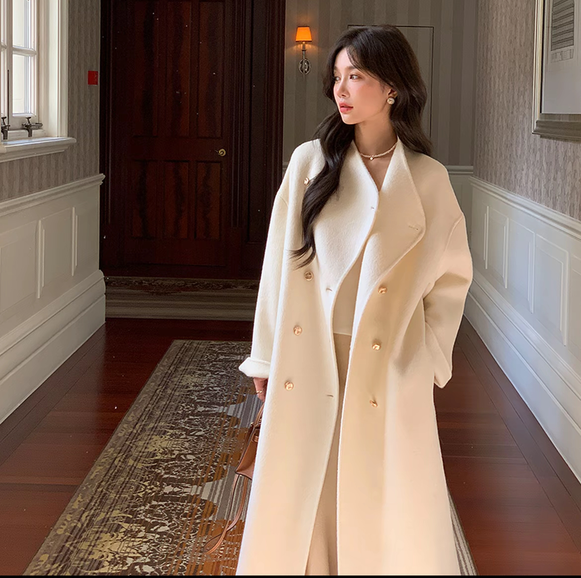 【日耳曼】双面羊毛大衣中长款高级百搭毛呢韩剧女主外套小个子显高