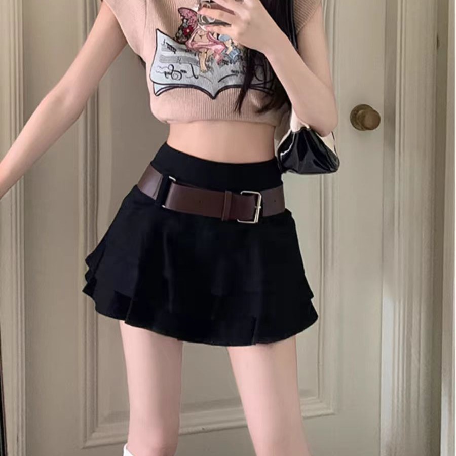 辣妹风蛋糕半身裙女韩版新款时尚高腰显瘦百搭A字短裤裙子
