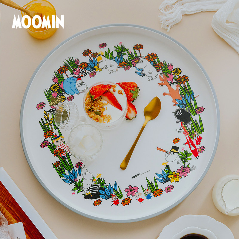 姆明moomin大圆盘餐盘杯菜盘套装杯子碗盘子平盘碟餐具盘碟子套
