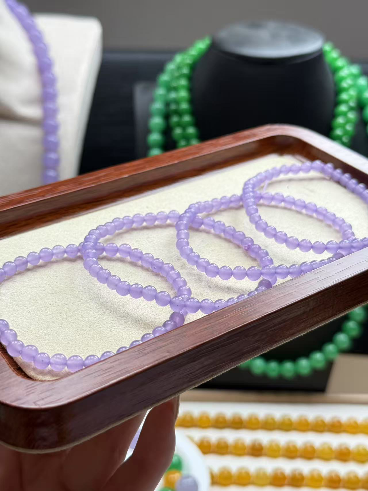 天然缅料A货 紫罗兰4mm手串 发一