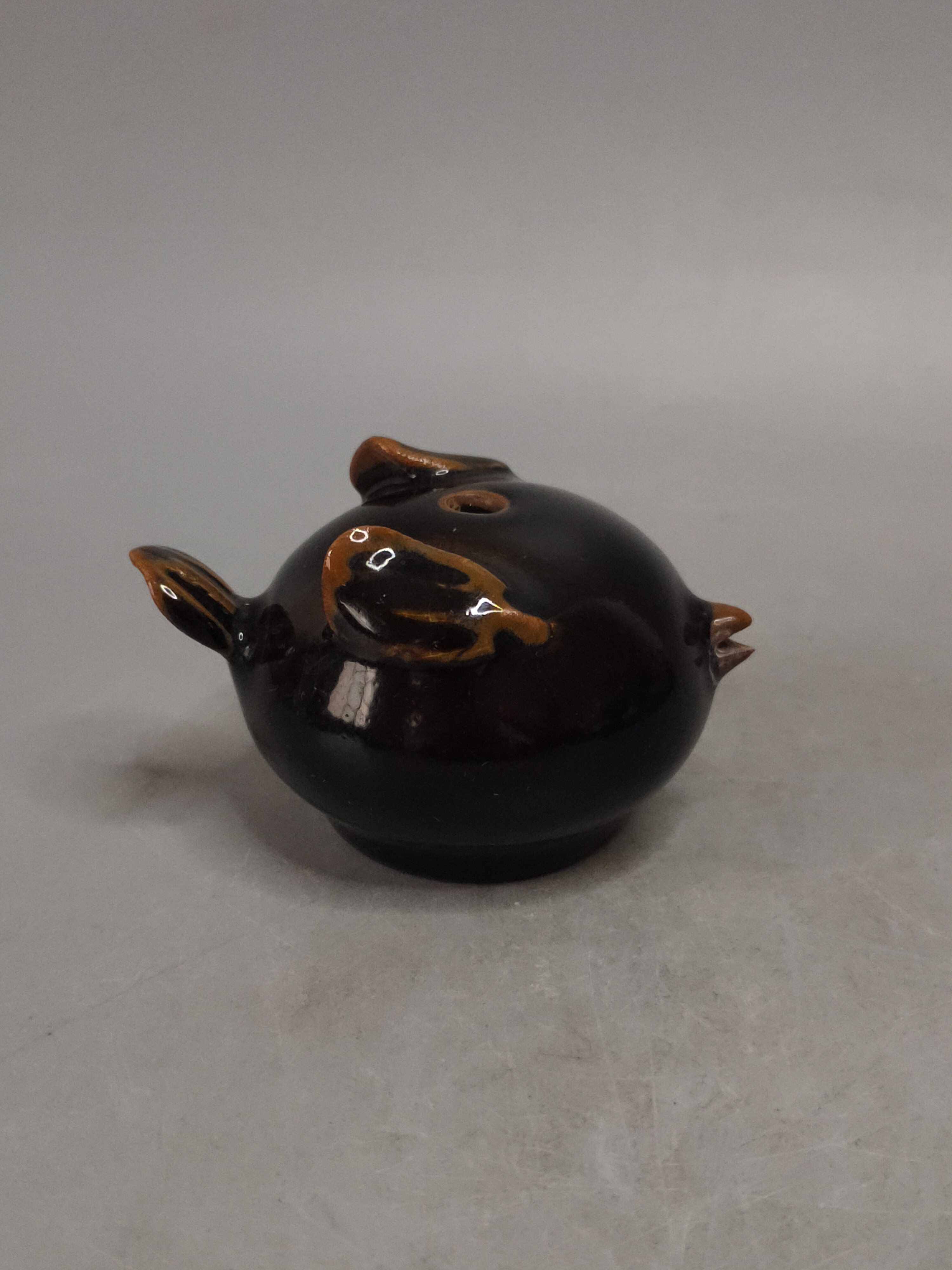 黑釉小鸟水滴，文房用品，高4cm，老瓷器，旧藏，喜欢的来