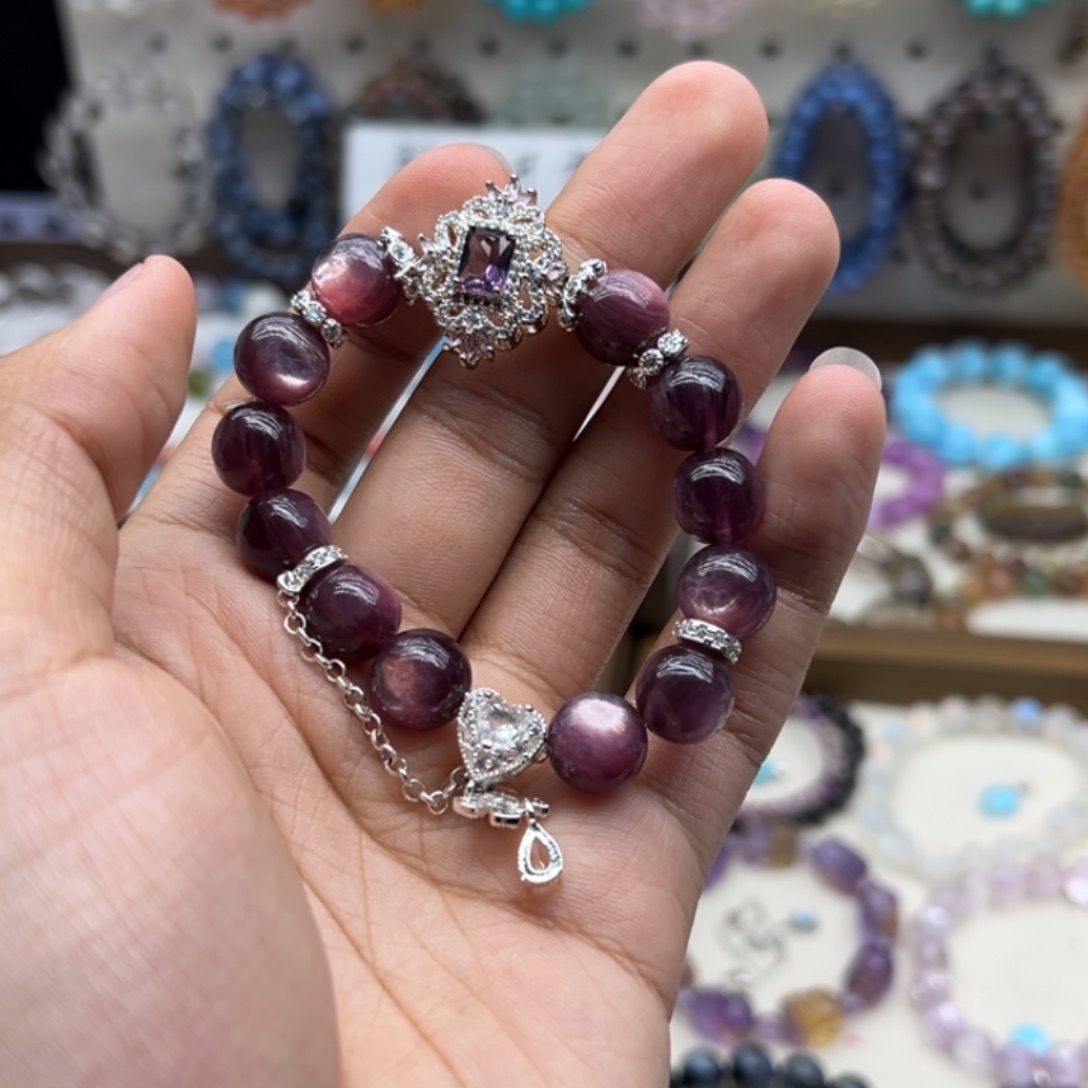 糖***果手链水晶未镶嵌紫锂云母diy