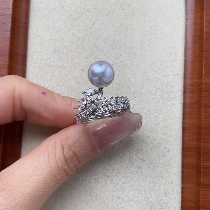 银S925镶嵌戒指海水珍珠