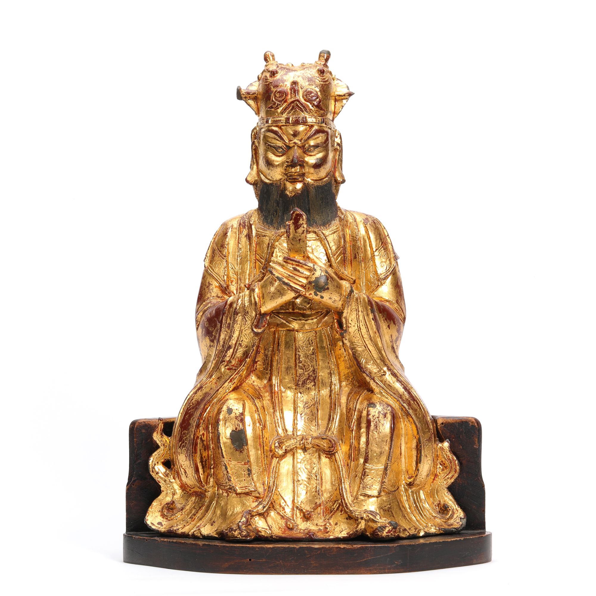 17. 明 铜漆金龙王坐像【古董拍卖】
