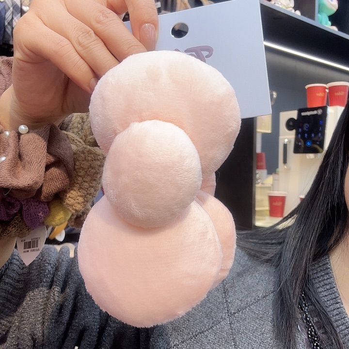 非金属布艺粉色胖蝴蝶结香蕉夹