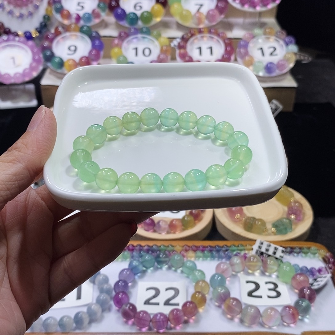 萤石手链未镶嵌荧光绿9加