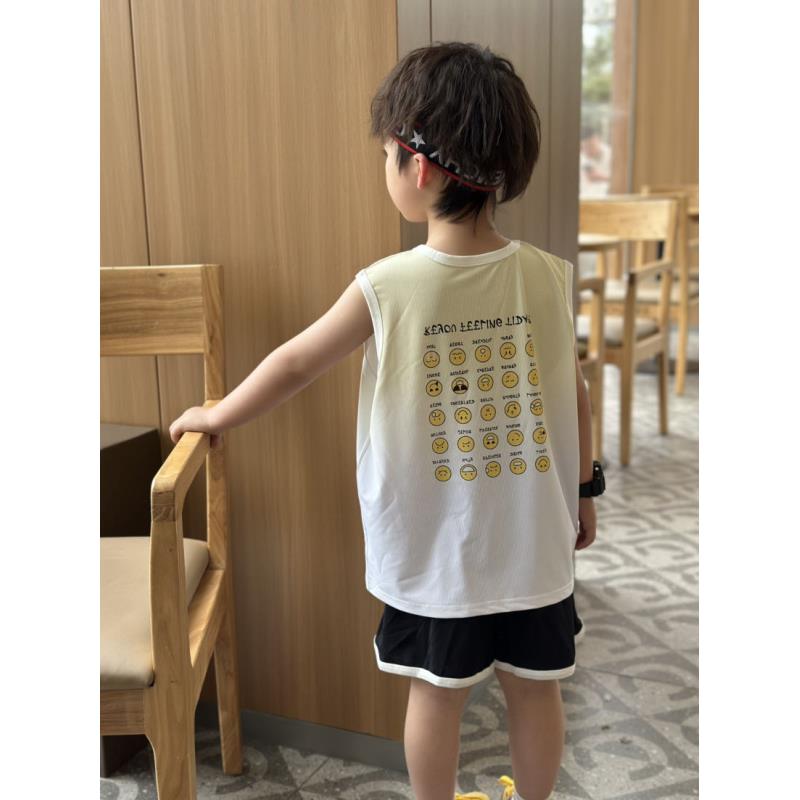 【新疆包邮】夏季新款小童笑脸背心套装K360