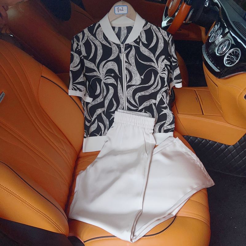 802#A 深圳南油原创洋气时尚休闲夏季夏装印花两件套