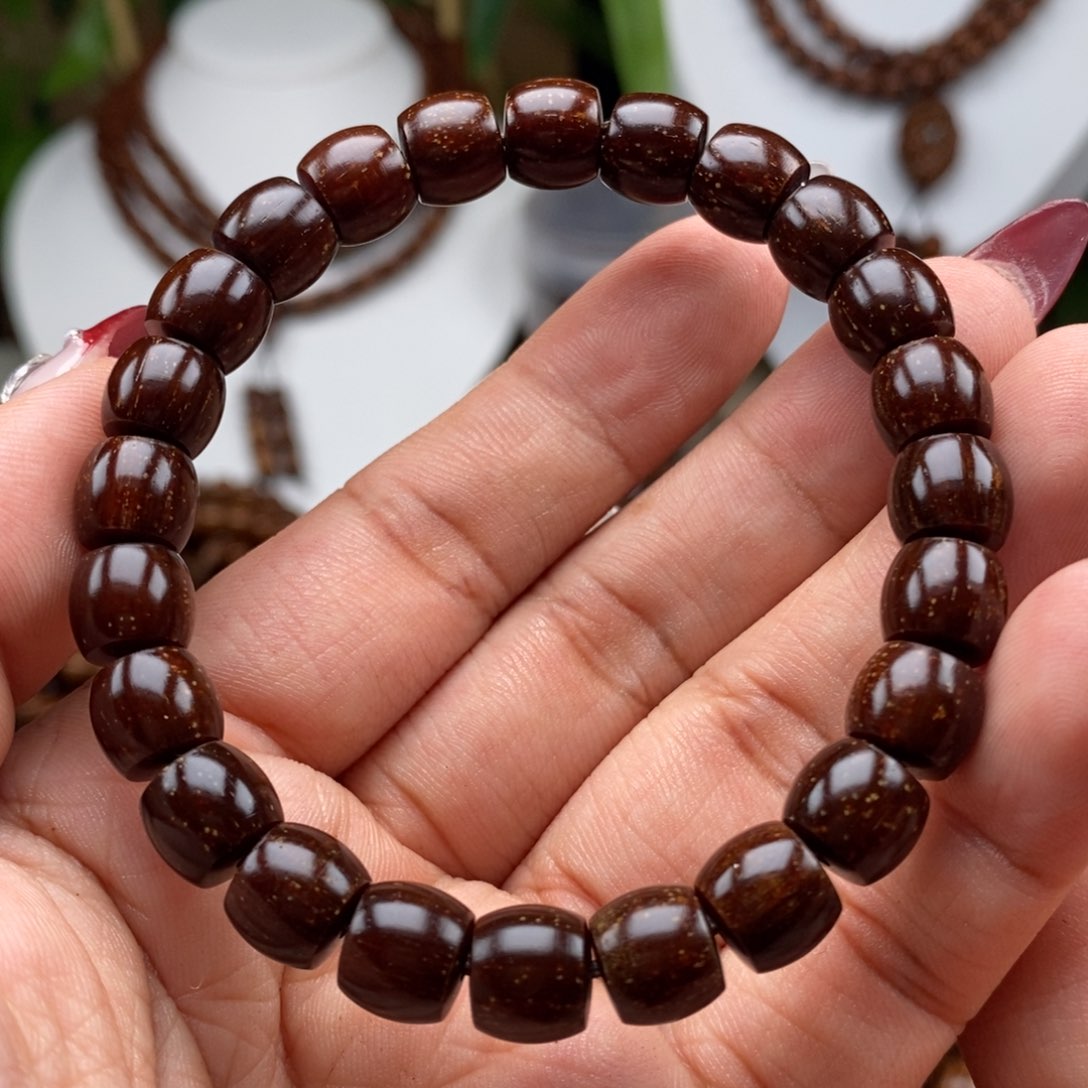 贡木手串/手链贡木8×9红冰果冻彩星