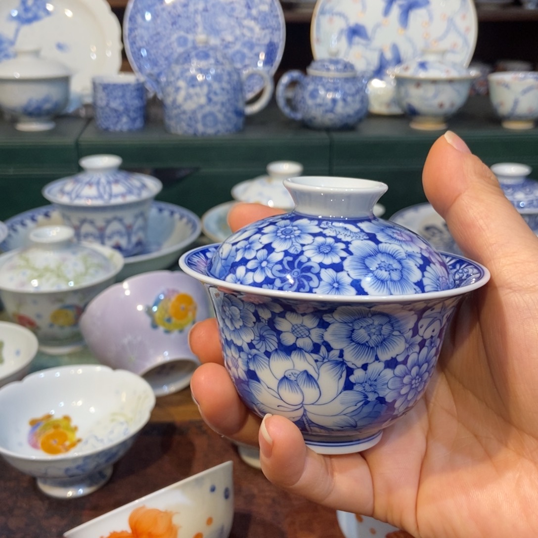 w雪山春晓万花盖碗