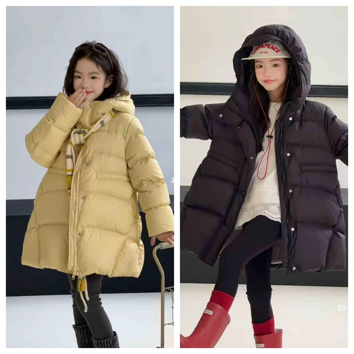 儿童羽绒服2025冬装新款中大童韩版女童中长款白鸭绒羽绒外套潮