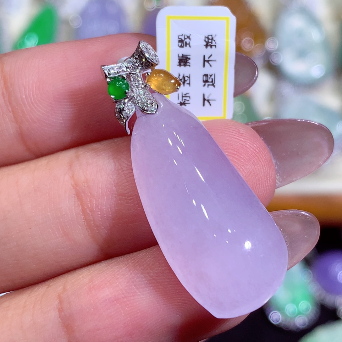 翡翠18K金镶嵌吊坠(不含链)