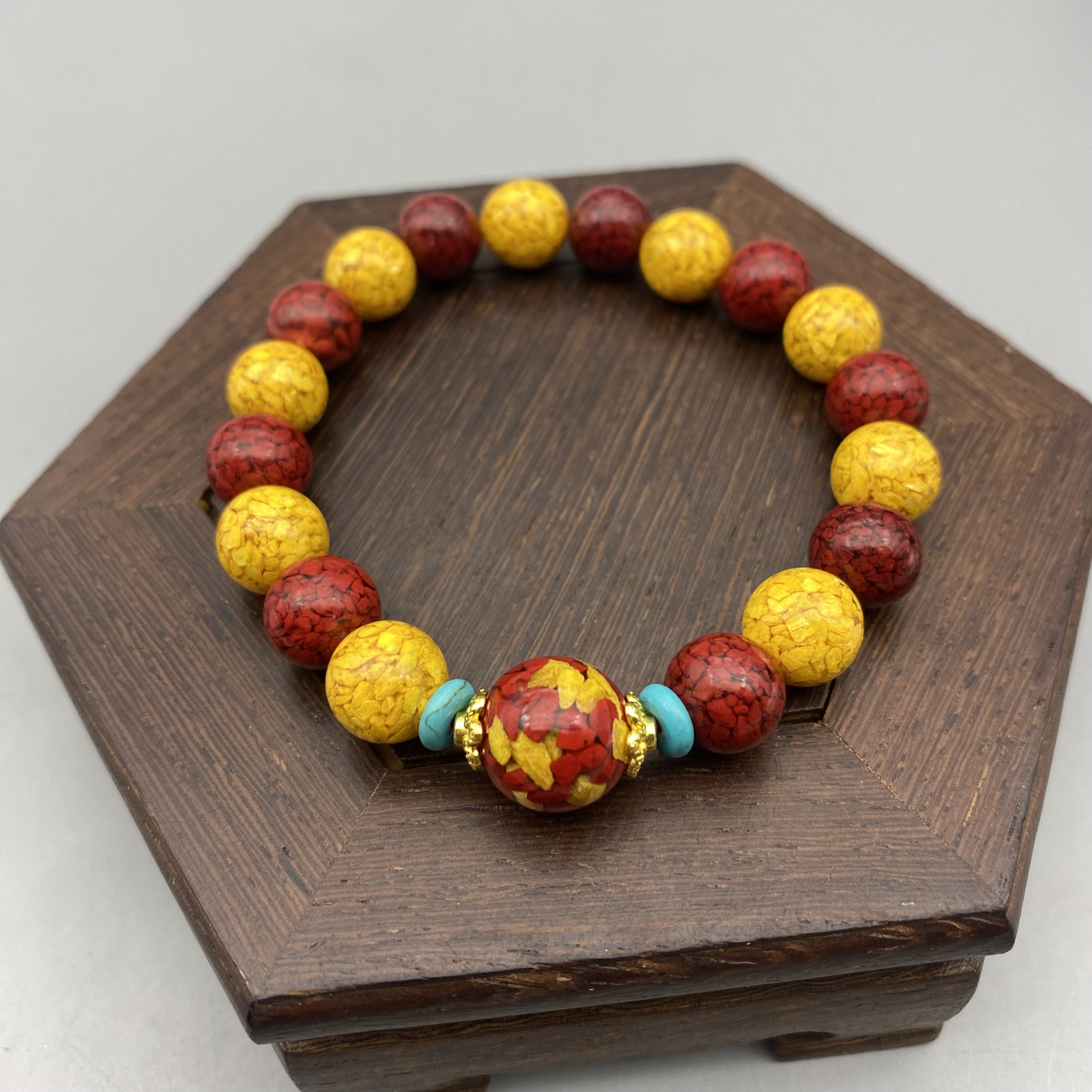 含辰砂工艺品JT351-10mm黄色搭配晶体创意手串