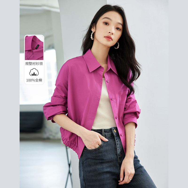 【大叔专属】梵希蔓法式廓形衬衫小个子衬衣气质通勤短款上衣M8251