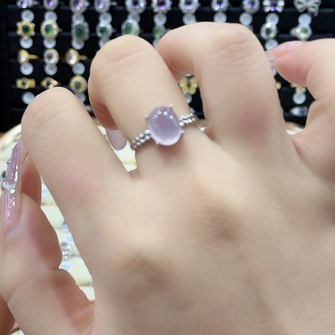 萤石戒指银S925镶嵌戒指